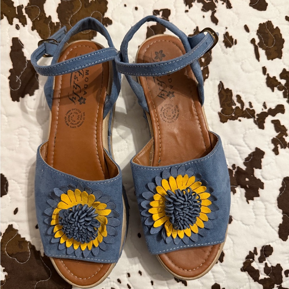Blue Floral Women's Sandals